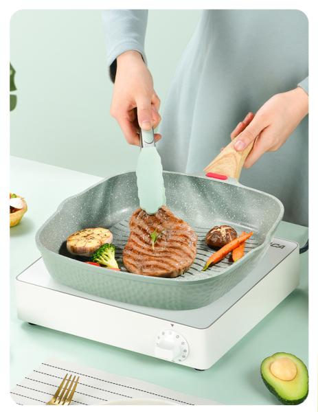 Großhandel B2B Multifunktionale Omelette Antihaft-Steak-Pfanne + Grüne Zange